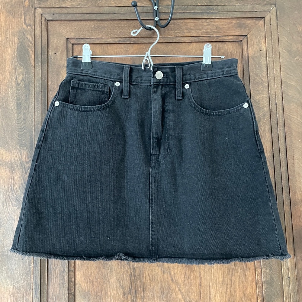 Madewell black denim A-Line mini skirt 27 NWT